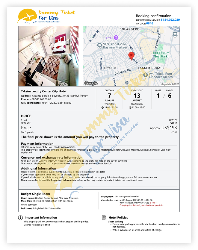 Sample Dummy Hotel Booking Explained